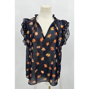 Cabi Blue Sunset Kiss Flutter Sleeve Top